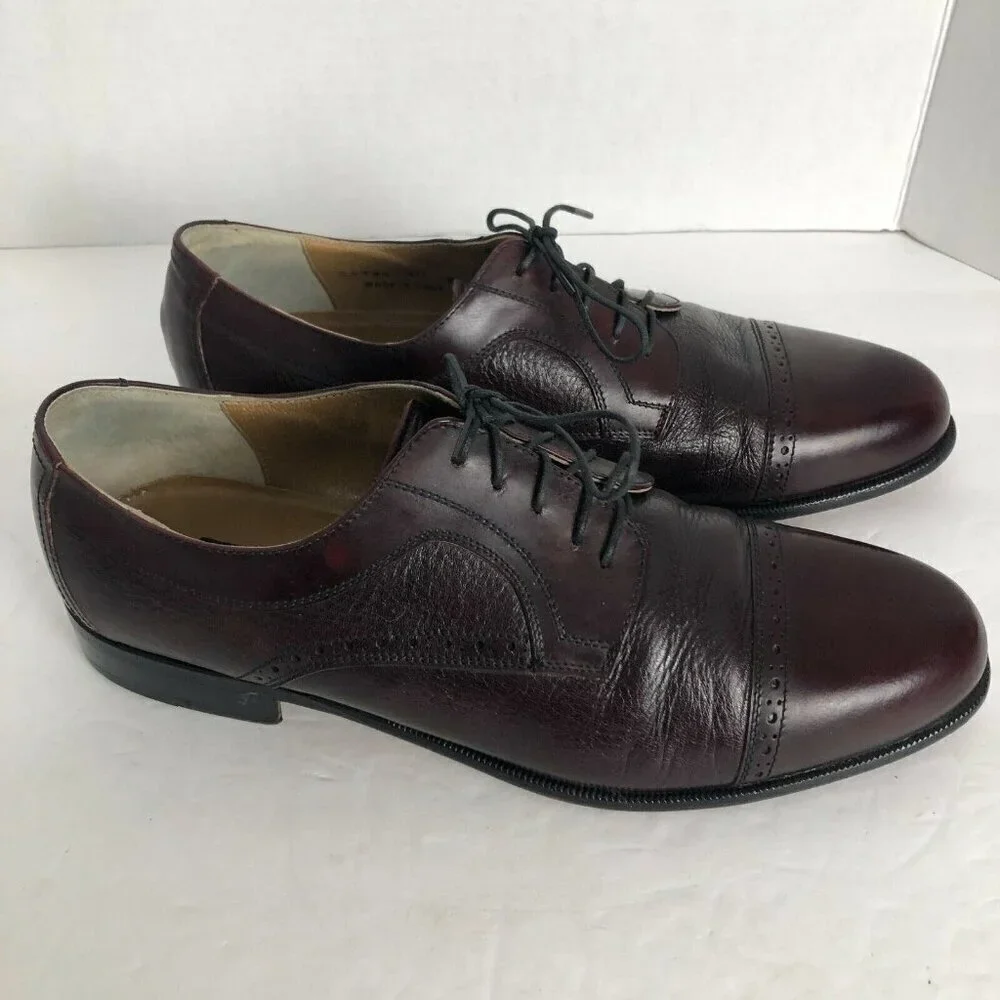 Stamati Mastroianni Leather Oxfords Men's size 10 Oxblood Cap Toe Made in Italy